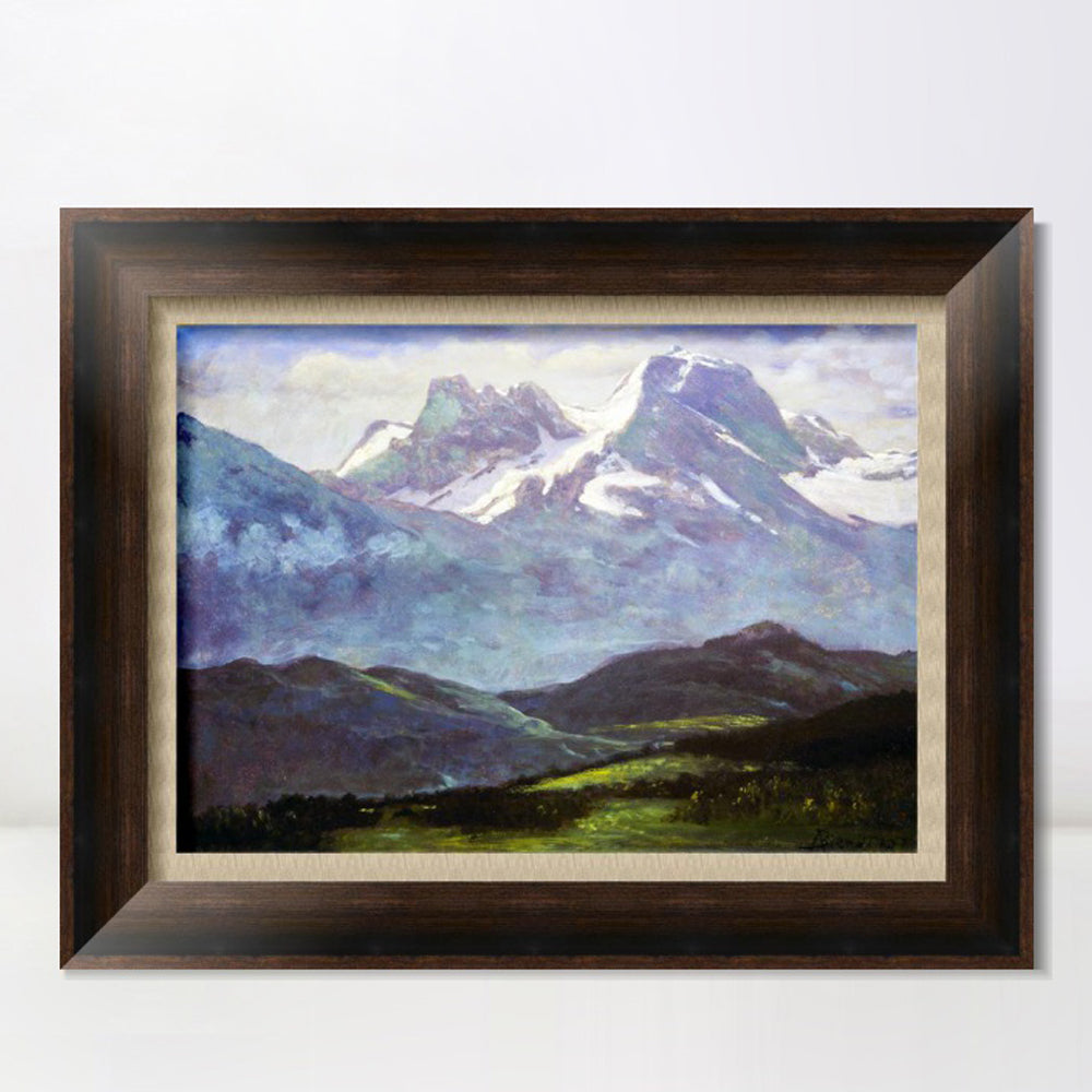 INVIN ART Framed Canvas Art Giclee Print At the foot of snow-capped mountains by Albert Bierstadt Wall Art
