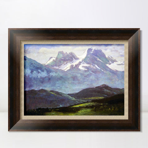 INVIN ART Framed Canvas Art Giclee Print At the foot of snow-capped mountains by Albert Bierstadt Wall Art Living Room Home Office Decorations