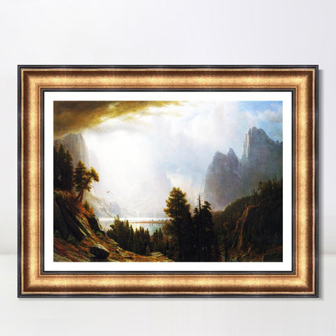INVIN ART Framed Canvas Art Giclee Print Clouds gathering above the mountains by Albert Bierstadt Wall Art Living Room Home Office Decorations