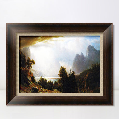 INVIN ART Framed Canvas Art Giclee Print Clouds gathering above the mountains by Albert Bierstadt Wall Art Living Room Home Office Decorations