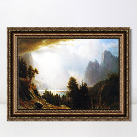 INVIN ART Framed Canvas Art Giclee Print Clouds gathering above the mountains by Albert Bierstadt Wall Art Living Room Home Office Decorations