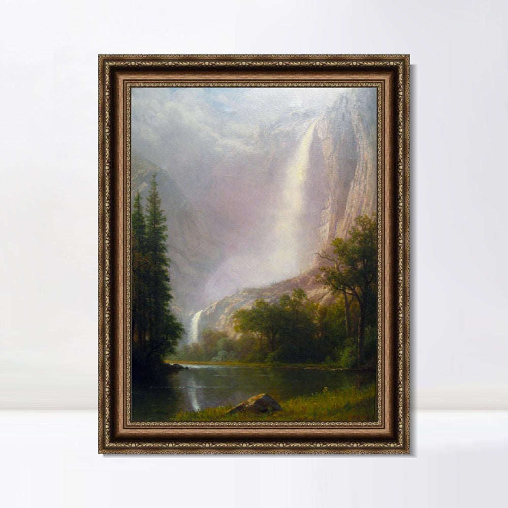 INVIN ART Framed Canvas Art Giclee Print Yosemite Falls by Albert Bierstadt Wall Art