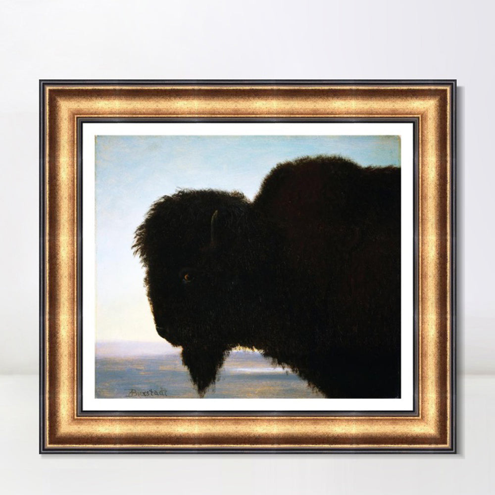 INVIN ART Framed Canvas Art Giclee Print Buffalo Head by Albert Bierstadt Wall Art