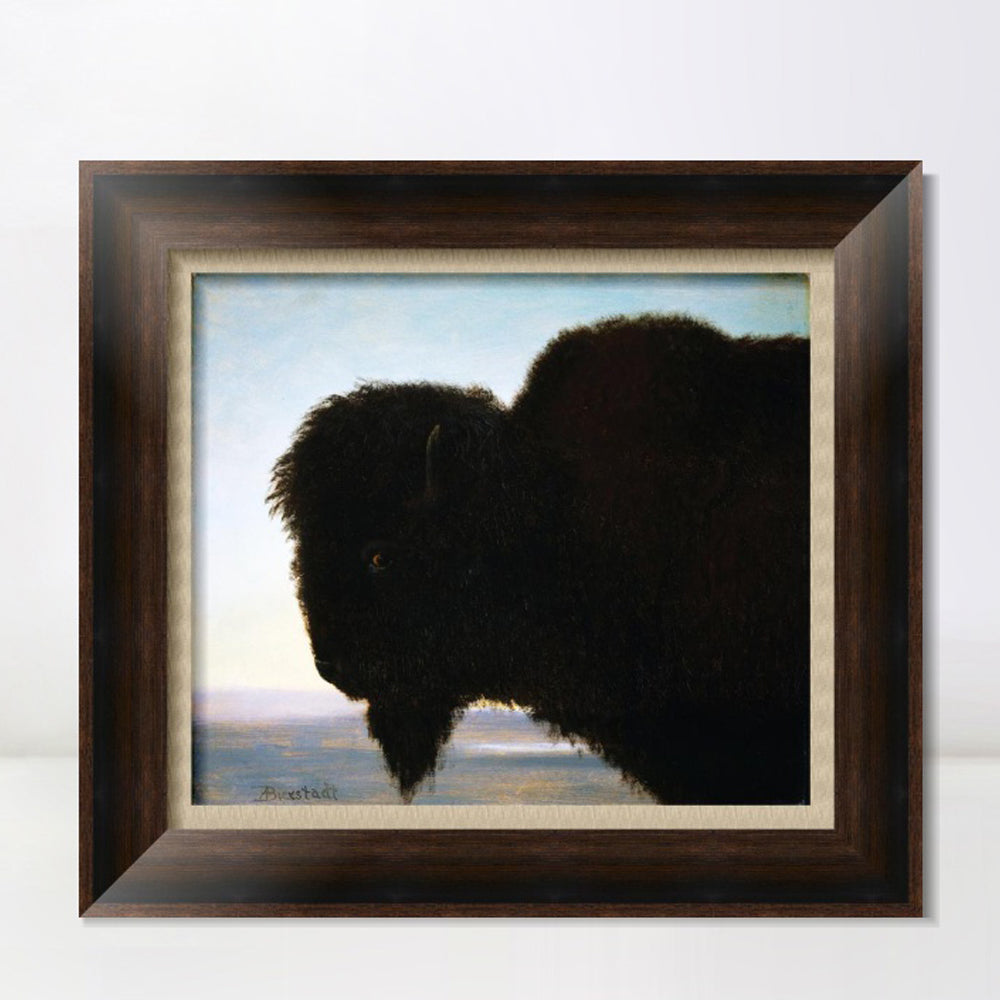 INVIN ART Framed Canvas Art Giclee Print Buffalo Head by Albert Bierstadt Wall Art