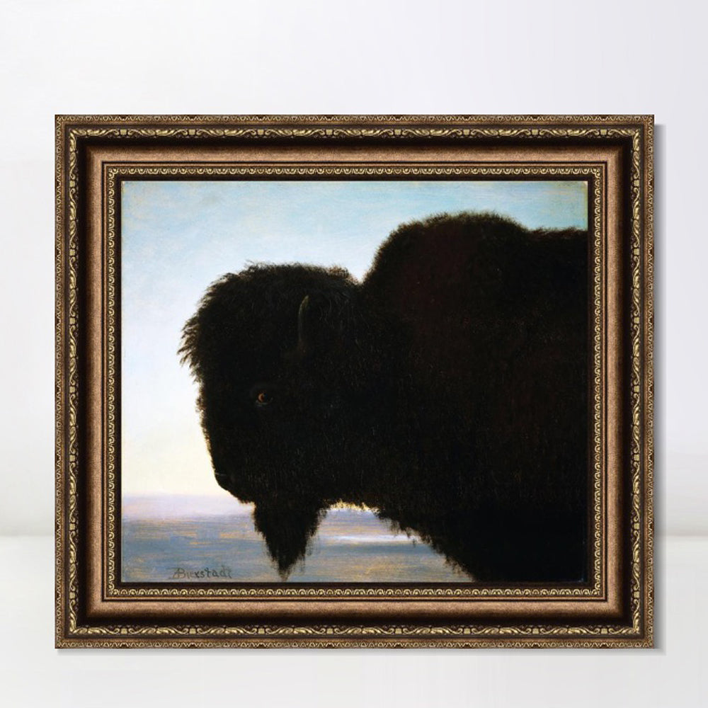 INVIN ART Framed Canvas Art Giclee Print Buffalo Head by Albert Bierstadt Wall Art