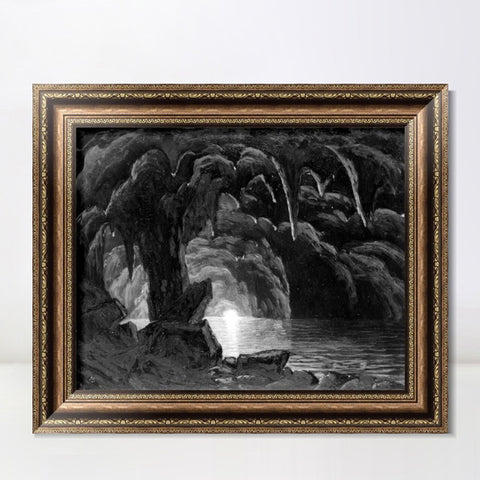 INVIN ART Framed Canvas Art Giclee Print In the karstcaves by Albert Bierstadt Wall Art Living Room Home Office Decorations