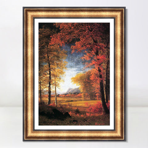 INVIN ART Framed Canvas Art Giclee Print Autumn in America, Oneida County, New York by Albert Bierstadt Wall Art Living Room Home Office Decorations