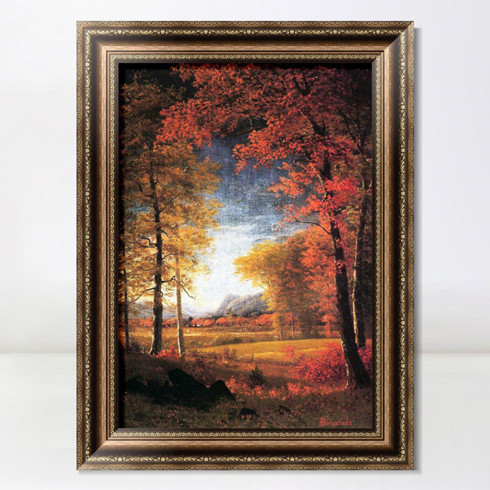 INVIN ART Framed Canvas Art Giclee Print Autumn in America, Oneida County, New York by Albert Bierstadt Wall Art