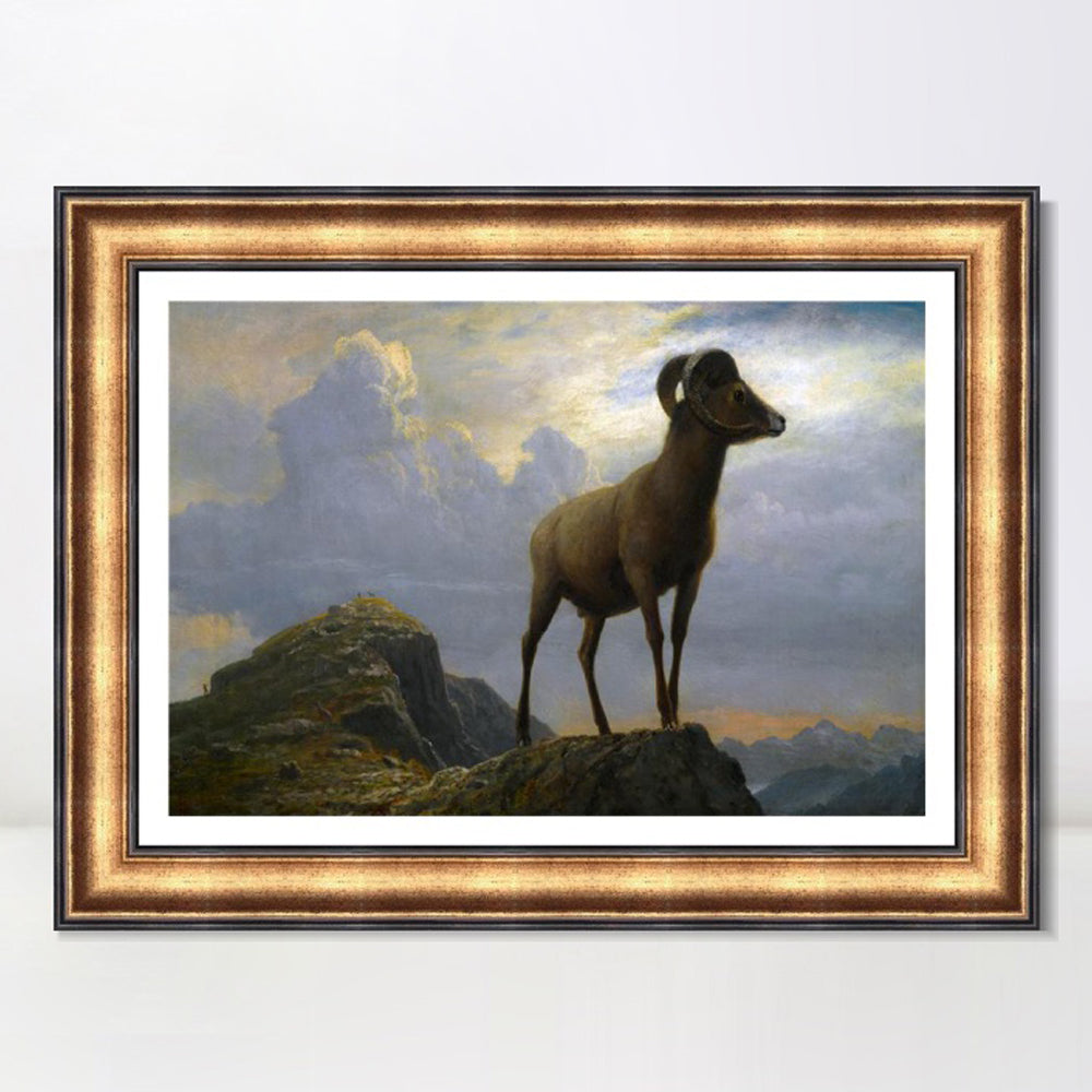 INVIN ART Framed Canvas Art Giclee Print Rocky mountain Sheep by Albert Bierstadt Wall Art
