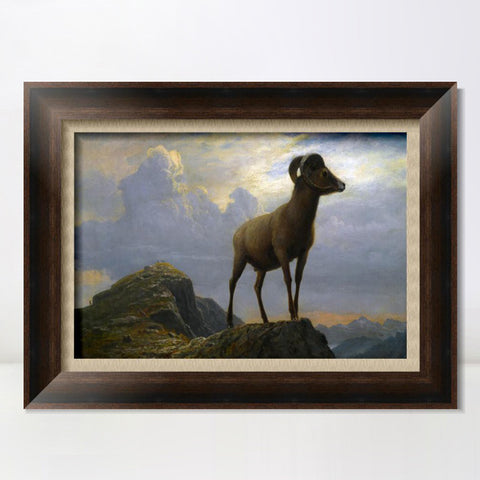 INVIN ART Framed Canvas Art Giclee Print Rocky mountain Sheep by Albert Bierstadt Wall Art Living Room Home Office Decorations