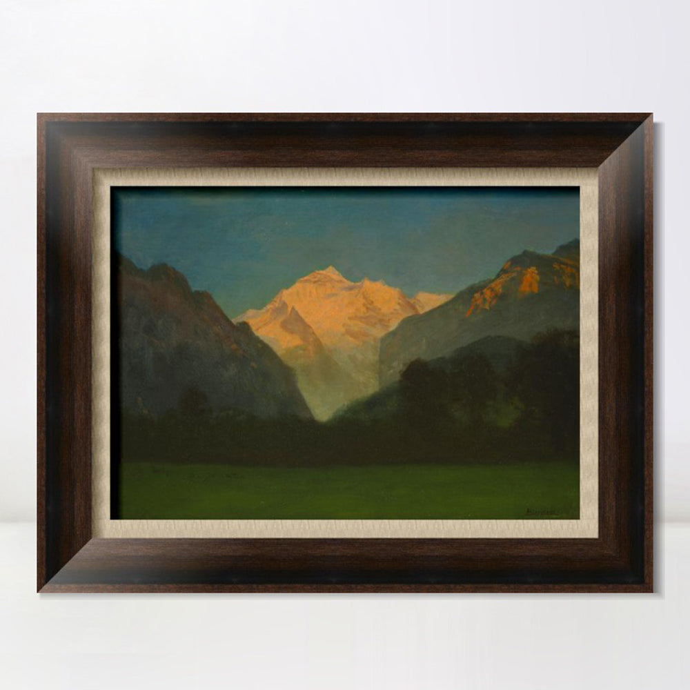 INVIN ART Framed Canvas Art Giclee Print View of Glacier Park Sunset on Peak by Albert Bierstadt Wall Art