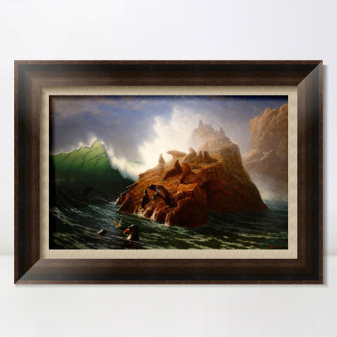 INVIN ART Framed Canvas Art Giclee Print Sea loin by Albert Bierstadt Wall Art Living Room Home Office Decorations