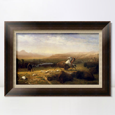 INVIN ART Framed Canvas Art Giclee Print The Last Of The Buffalo by Albert Bierstadt Wall Art Living Room Home Office Decorations