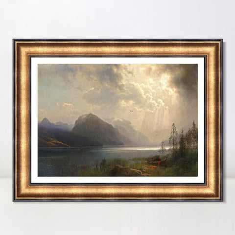 INVIN ART Framed Canvas Art Giclee Print Series#64 by Albert Bierstadt Wall Art Living Room Home Office Decorations