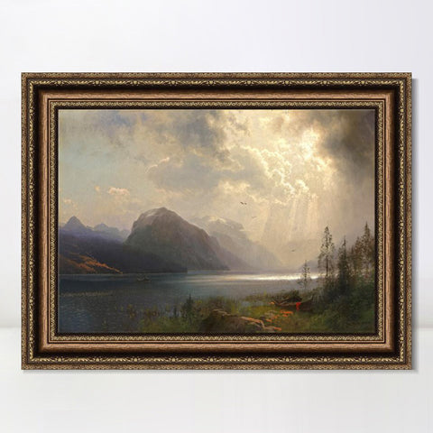 INVIN ART Framed Canvas Art Giclee Print Series#64 by Albert Bierstadt Wall Art Living Room Home Office Decorations