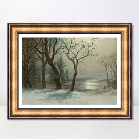 INVIN ART Framed Canvas Art Giclee Print Trees#2 by Albert Bierstadt Wall Art Living Room Home Office Decorations