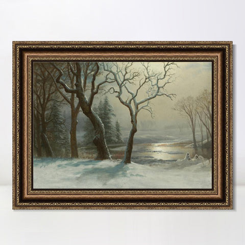 INVIN ART Framed Canvas Art Giclee Print Trees#2 by Albert Bierstadt Wall Art Living Room Home Office Decorations