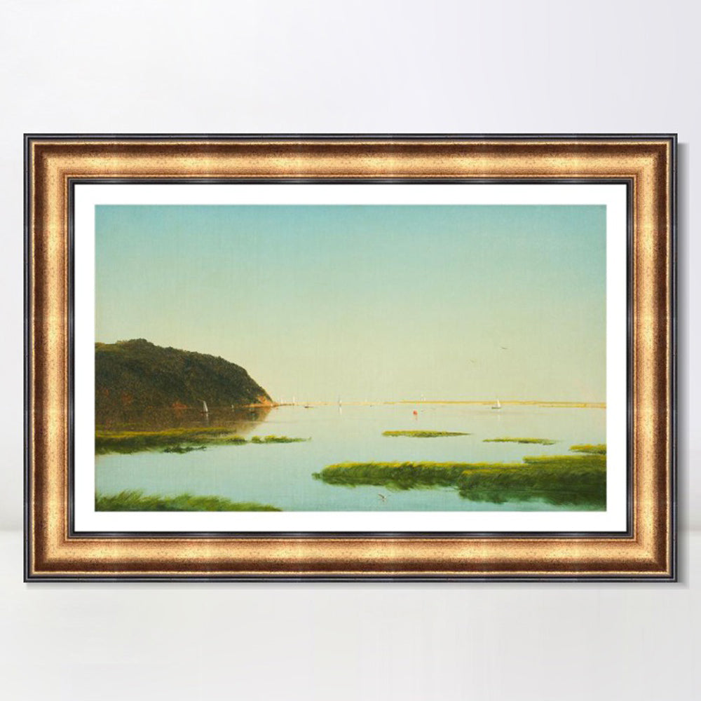 INVIN ART Framed Canvas Art Giclee Print boat and lake by Albert Bierstadt Wall Art