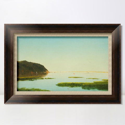 INVIN ART Framed Canvas Art Giclee Print boat and lake by Albert Bierstadt Wall Art Living Room Home Office Decorations