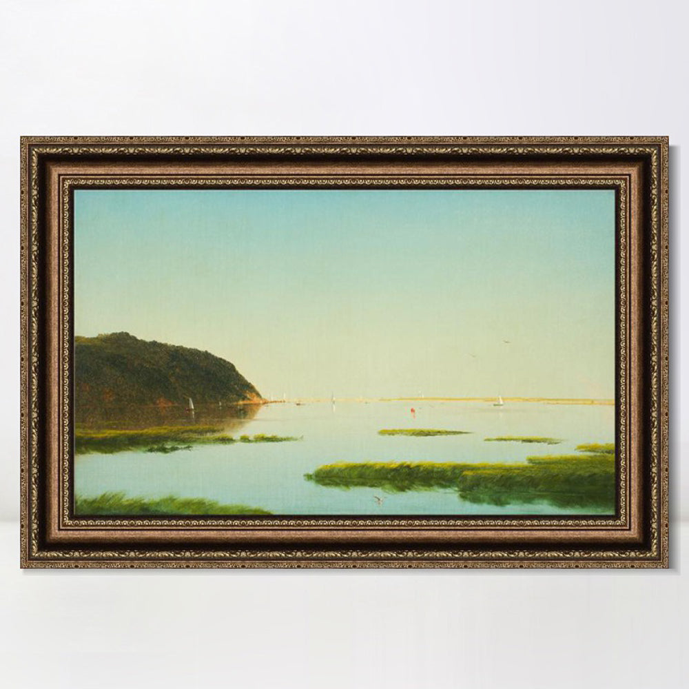 INVIN ART Framed Canvas Art Giclee Print boat and lake by Albert Bierstadt Wall Art
