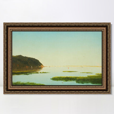 INVIN ART Framed Canvas Art Giclee Print boat and lake by Albert Bierstadt Wall Art Living Room Home Office Decorations