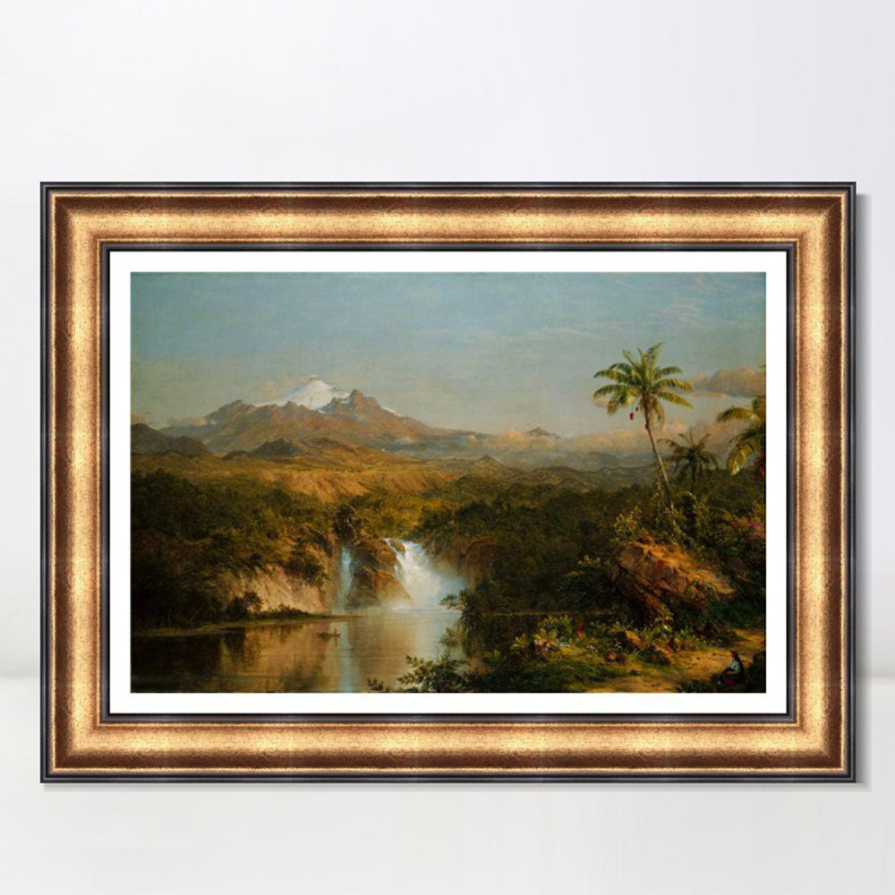 INVIN ART Framed Canvas Art Giclee Print coconut tree and lake by Albert Bierstadt Wall Art