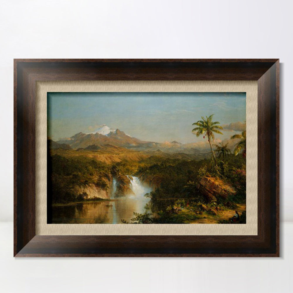 INVIN ART Framed Canvas Art Giclee Print coconut tree and lake by Albert Bierstadt Wall Art