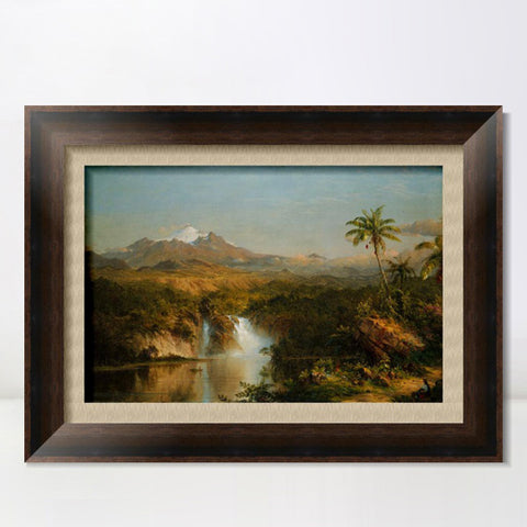 INVIN ART Framed Canvas Art Giclee Print coconut tree and lake by Albert Bierstadt Wall Art Living Room Home Office Decorations