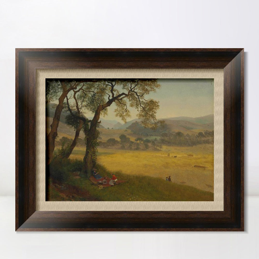 INVIN ART Framed Canvas Art Giclee Print People under the big trees by Albert Bierstadt Wall Art