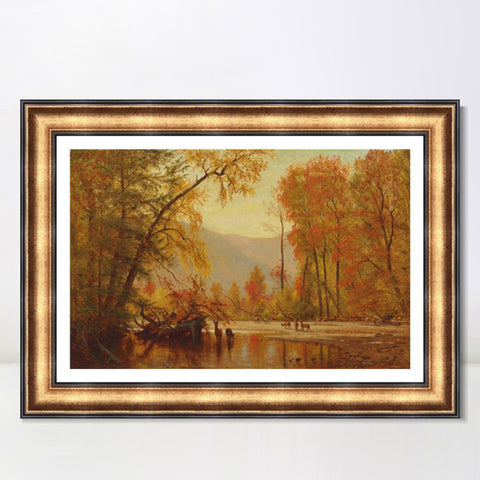 INVIN ART Framed Canvas Art Giclee Print Autumn by Albert Bierstadt Wall Art Living Room Home Office Decorations