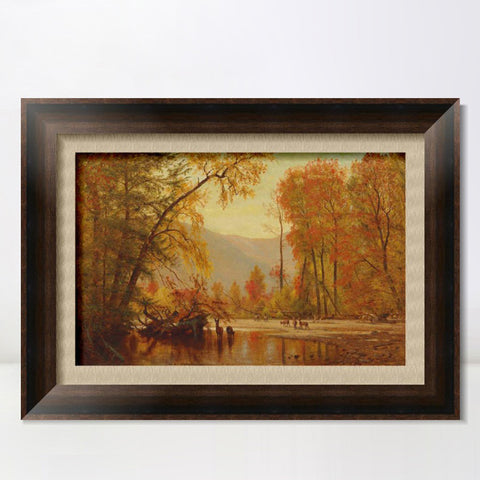 INVIN ART Framed Canvas Art Giclee Print Autumn by Albert Bierstadt Wall Art Living Room Home Office Decorations