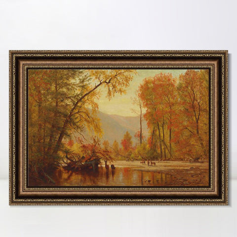INVIN ART Framed Canvas Art Giclee Print Autumn by Albert Bierstadt Wall Art Living Room Home Office Decorations