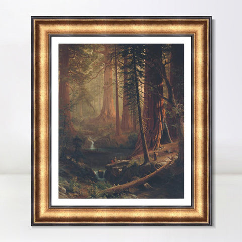INVIN ART Framed Canvas Art Giclee Print Giant Redwood Trees of California 1874 by Albert Bierstadt Wall Art Living Room Home Office Decorations