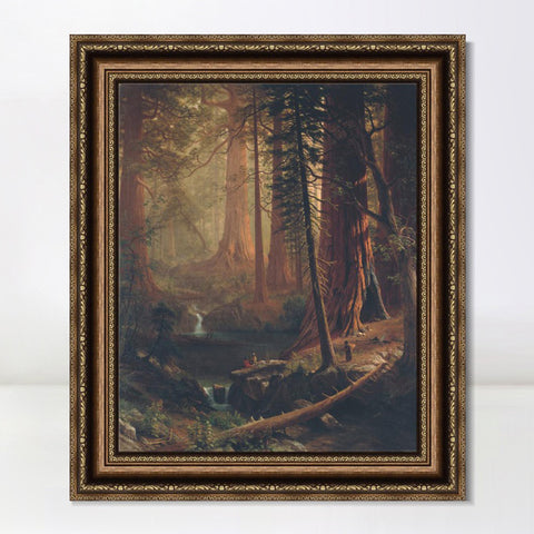 INVIN ART Framed Canvas Art Giclee Print Giant Redwood Trees of California 1874 by Albert Bierstadt Wall Art Living Room Home Office Decorations