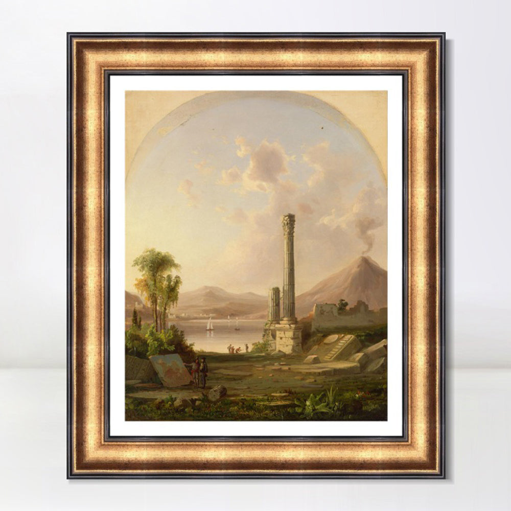INVIN ART Framed Canvas Art Giclee Print boat lake and mountain by Albert Bierstadt Wall Art