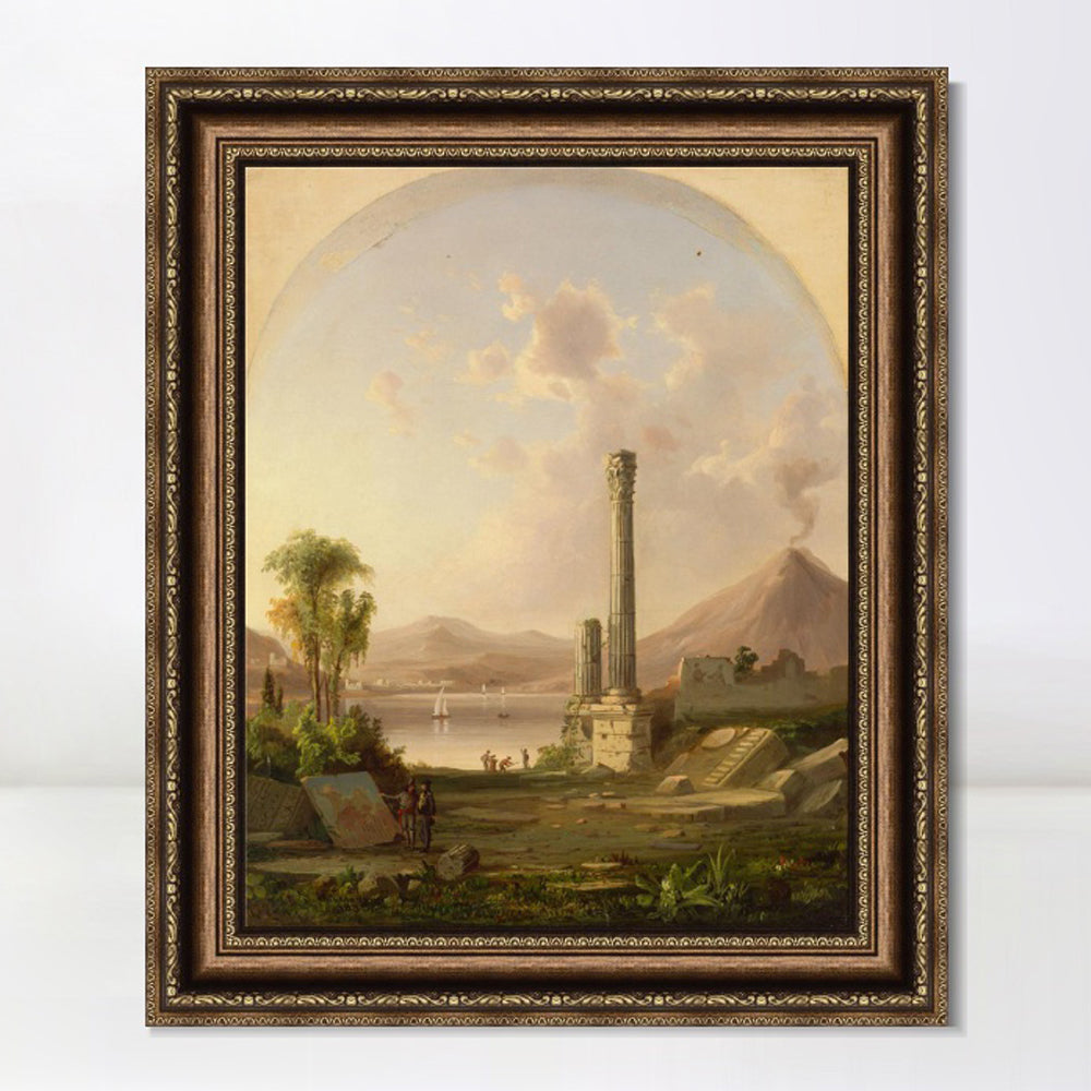 INVIN ART Framed Canvas Art Giclee Print boat lake and mountain by Albert Bierstadt Wall Art