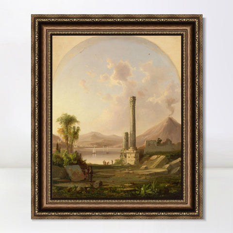 INVIN ART Framed Canvas Art Giclee Print boat lake and mountain by Albert Bierstadt Wall Art Living Room Home Office Decorations