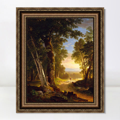 INVIN ART Framed Canvas Art Giclee Print Goats in sunset by Albert Bierstadt Wall Art Living Room Home Office Decorations