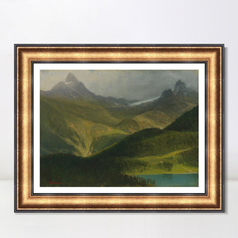 INVIN ART Framed Canvas Art Giclee Print Landscape Mountains by Albert Bierstadt Wall Art Living Room Home Office Decorations