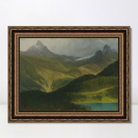 INVIN ART Framed Canvas Art Giclee Print Landscape Mountains by Albert Bierstadt Wall Art Living Room Home Office Decorations