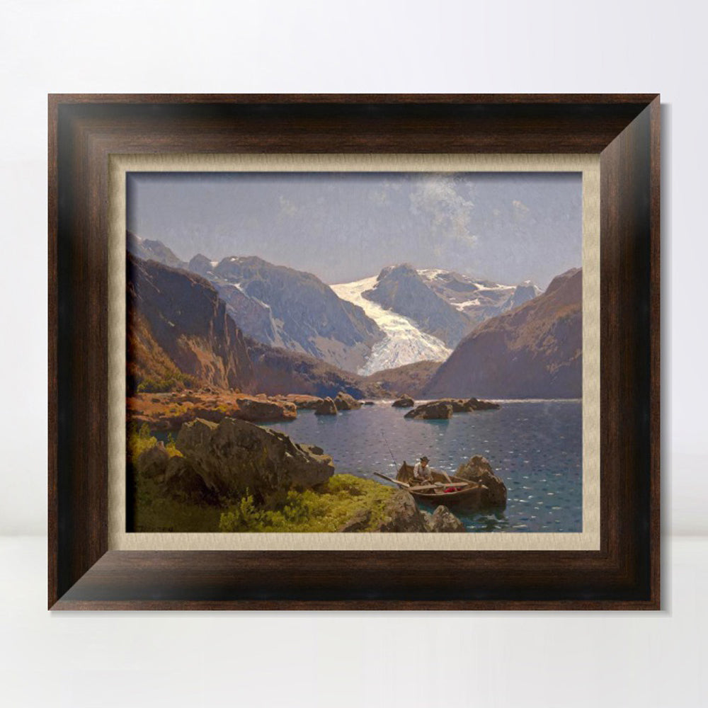 INVIN ART Framed Canvas Art Giclee Print A lonely boat by Albert Bierstadt Wall Art
