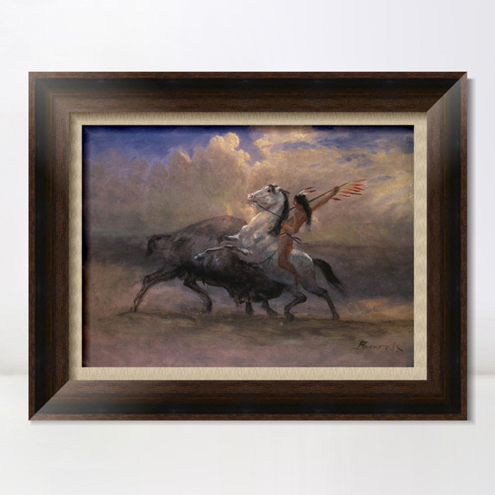 INVIN ART Framed Canvas Art Giclee Print The Last Of The Buffalo#2 by Albert Bierstadt Wall Art