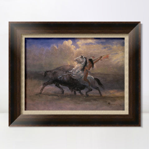 INVIN ART Framed Canvas Art Giclee Print The Last Of The Buffalo#2 by Albert Bierstadt Wall Art Living Room Home Office Decorations