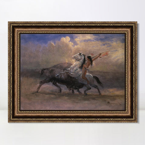 INVIN ART Framed Canvas Art Giclee Print The Last Of The Buffalo#2 by Albert Bierstadt Wall Art Living Room Home Office Decorations