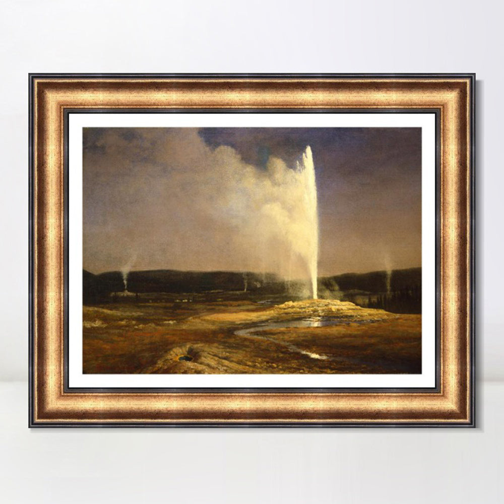 INVIN ART Framed Canvas Art Giclee Print Old Faithful by Albert Bierstadt Wall Art