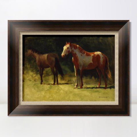 INVIN ART Framed Canvas Art Giclee Print Horses#2 by Albert Bierstadt Wall Art Living Room Home Office Decorations