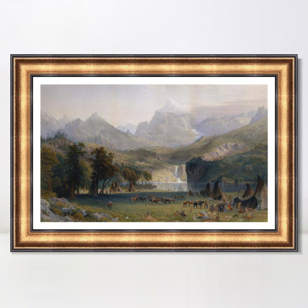 INVIN ART Framed Canvas Art Giclee Print Magasin indien dans les Montagnes Rocheu by Albert Bierstadt Wall Art
