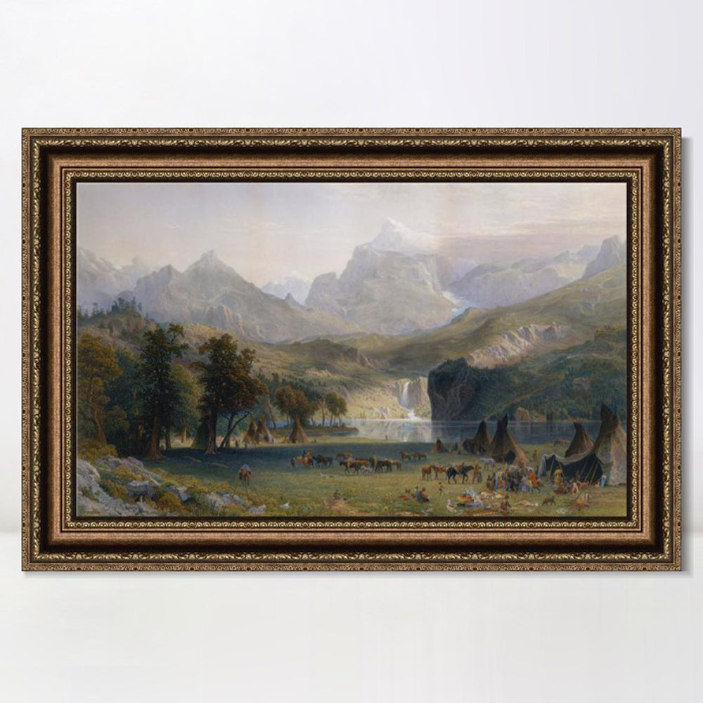 INVIN ART Framed Canvas Art Giclee Print Magasin indien dans les Montagnes Rocheu by Albert Bierstadt Wall Art