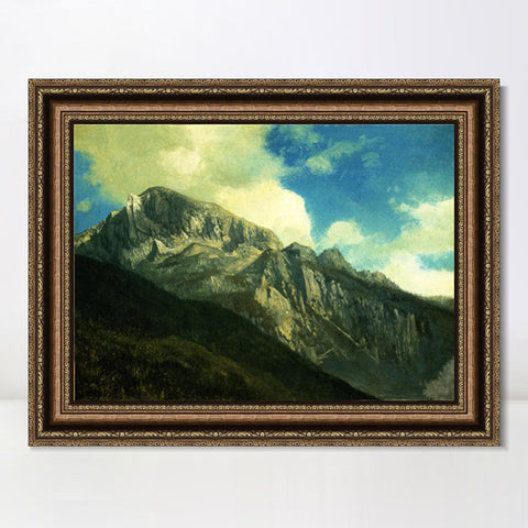 INVIN ART Framed Canvas Art Giclee Print Mountain Peaks in the Clouds#2 by Albert Bierstadt Wall Art Living Room Home Office Decorations