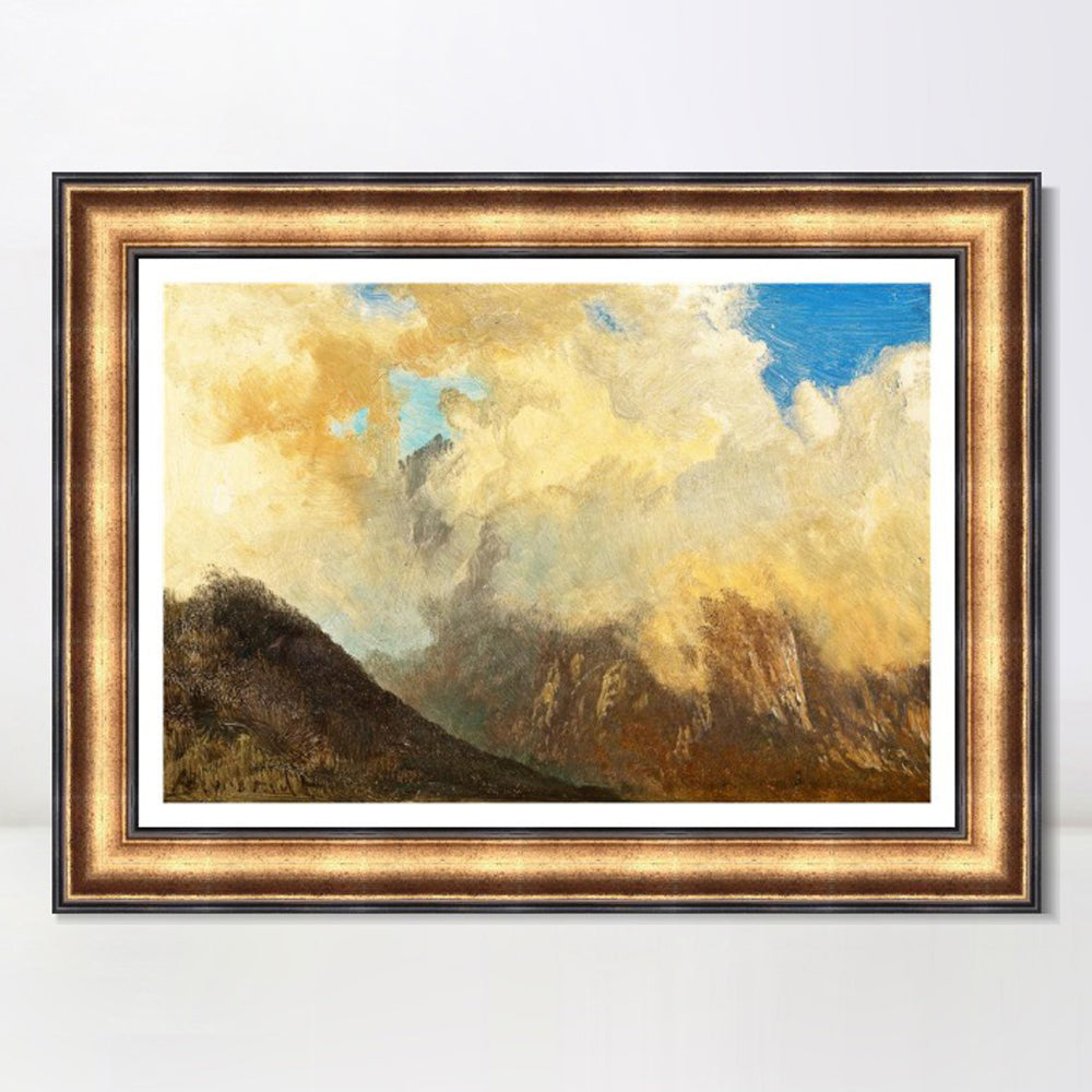 INVIN ART Framed Canvas Art Giclee Print Mountain and clouds#2 by Albert Bierstadt Wall Art